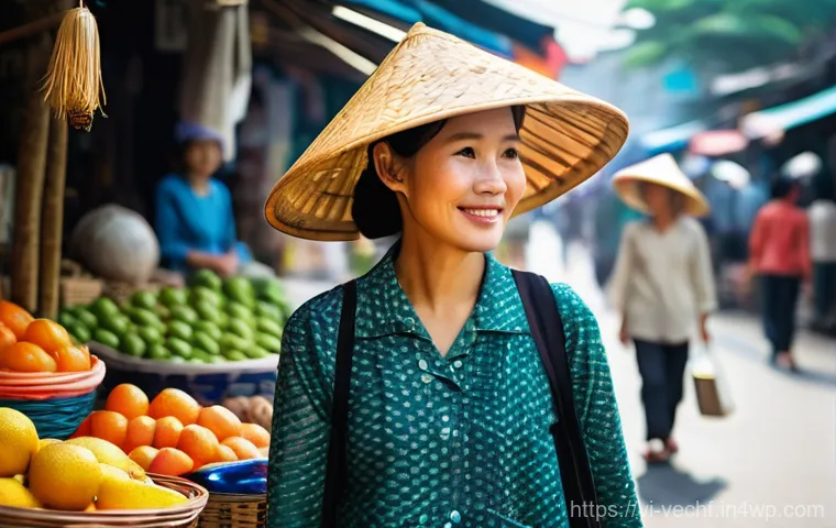테크노피아와 인류의 미래 전망 - **Prompt:** A vibrant, bustling Vietnamese street market scene during daylight. In the foreground, a...